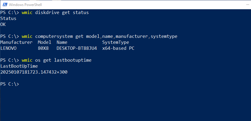 Understanding WMIC in Windows PowerShell